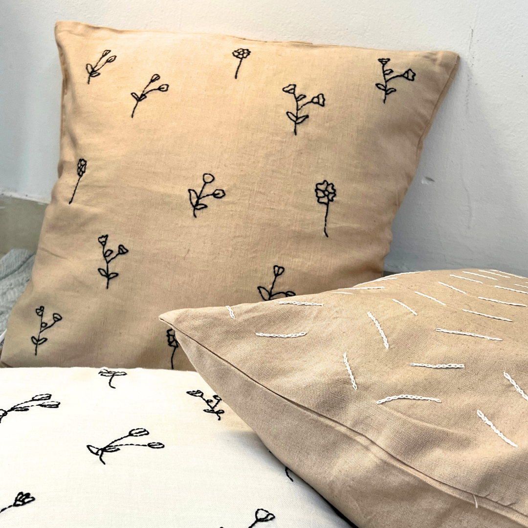 Easy breezy Hand embroidered cushion cover (set of 2) - Granmade