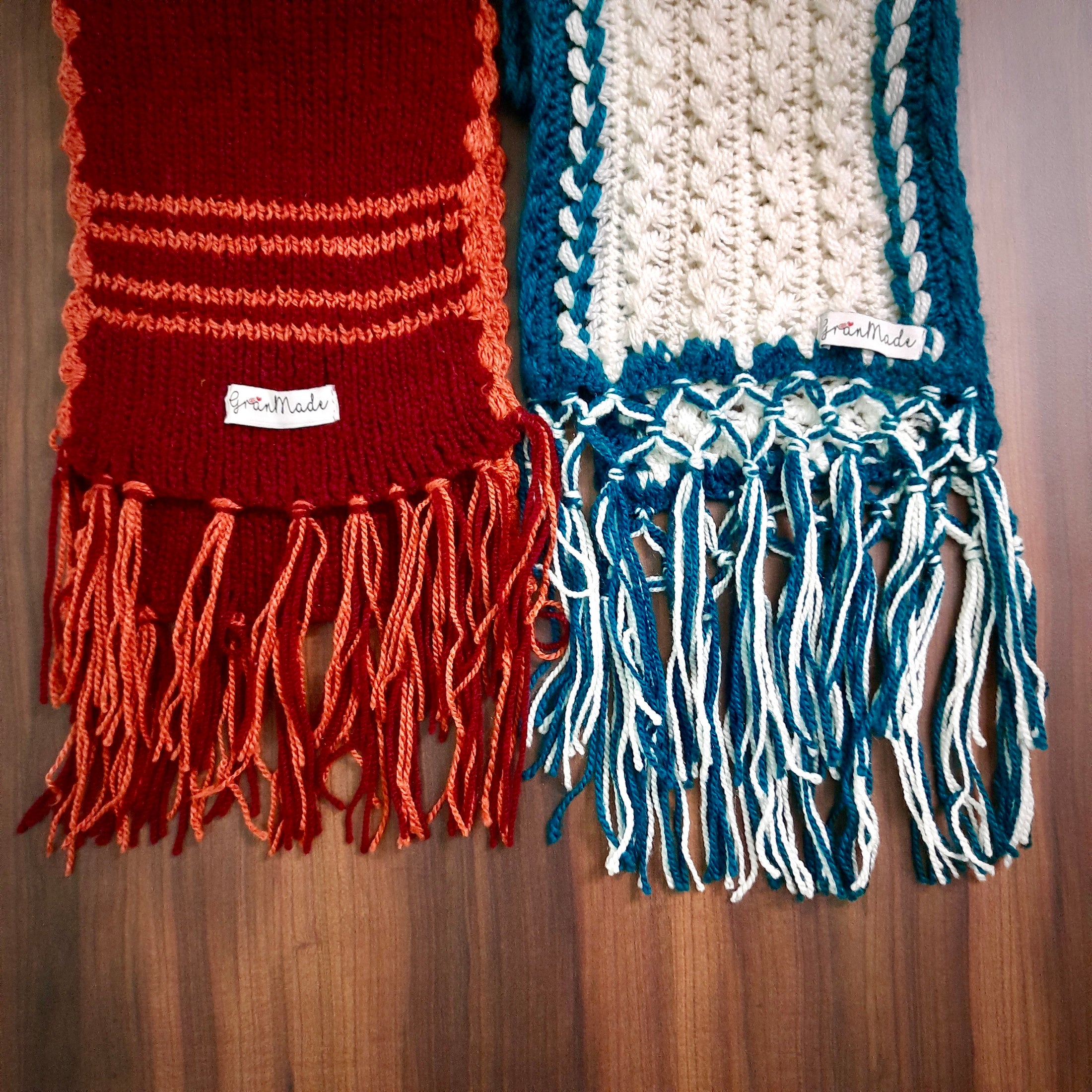 White U-pin Hand knit Scarf - Granmade
