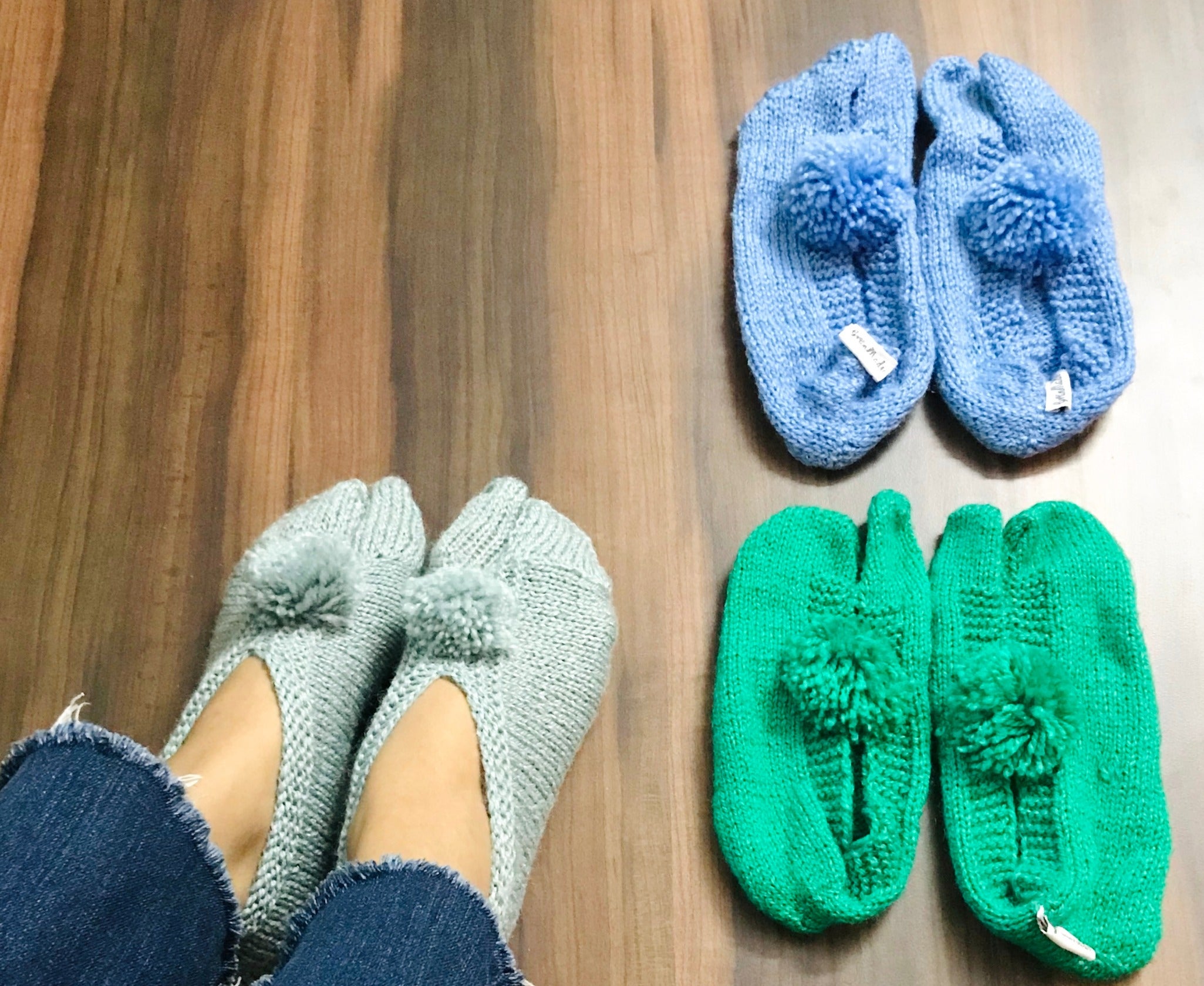 Light Blue Hand-knit Socks - Granmade