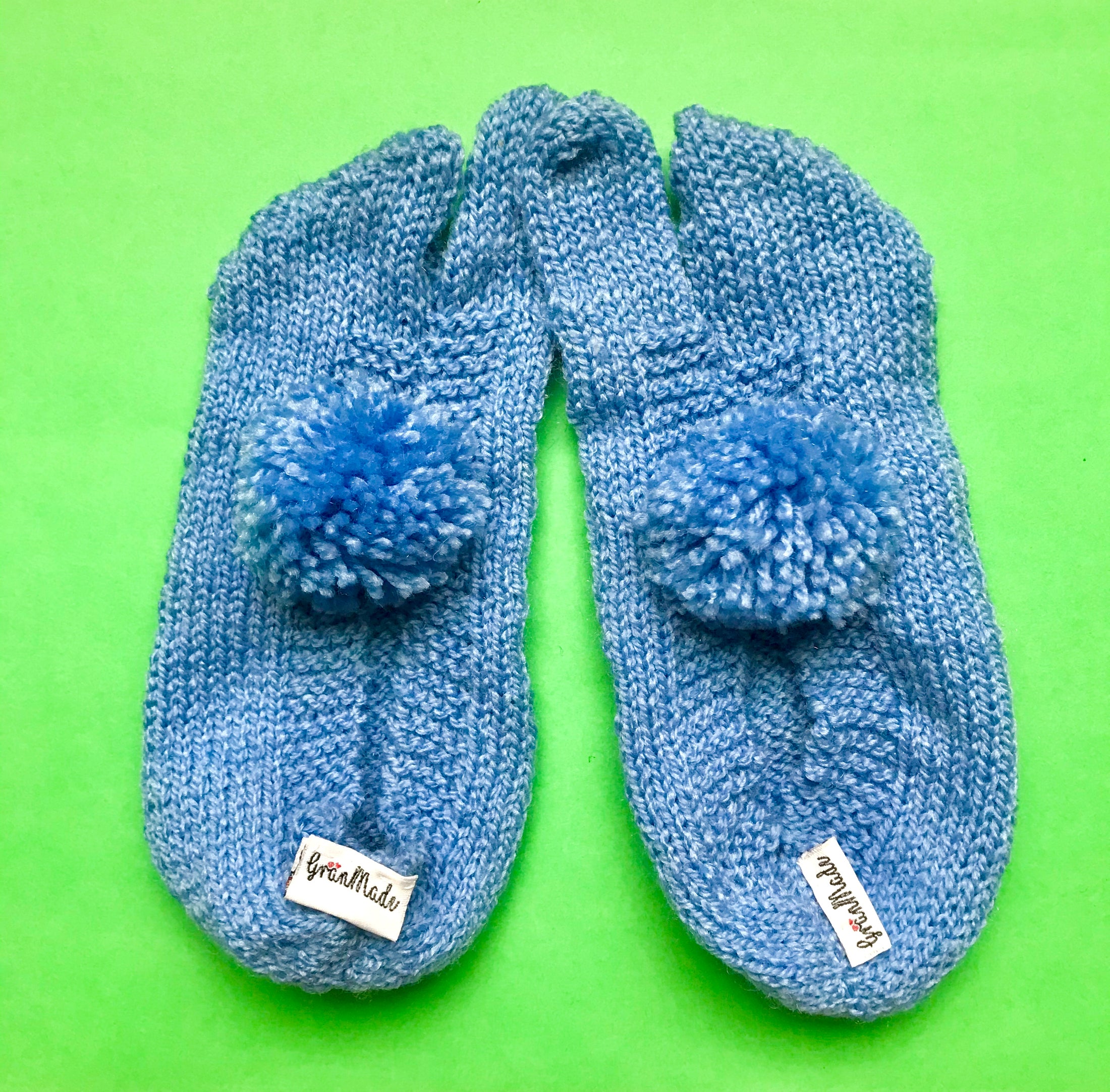 Light Blue Hand-knit Socks - Granmade
