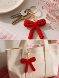 Load image into Gallery viewer, Crochet Bow Keychain- Red