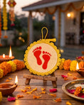 Load image into Gallery viewer, Crochet Laxmi Charan Wall Art with Easel Stand