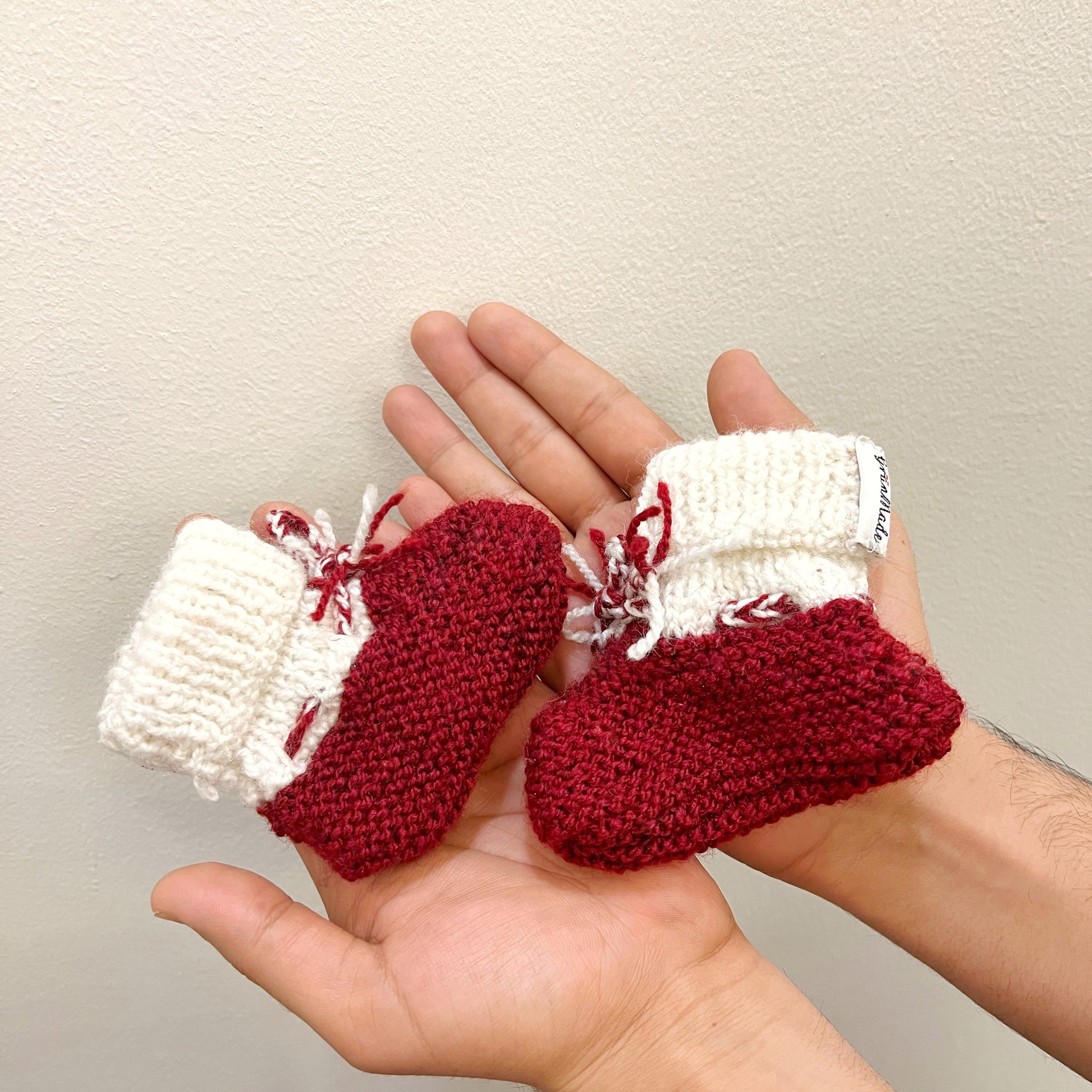 Red & White Baby Booties - Granmade