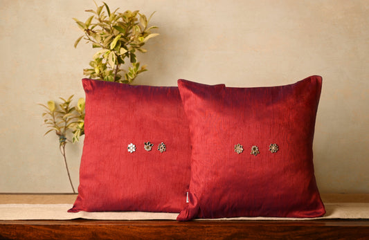 Red Cotton Silk Cushion Cover - Granmade