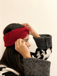 Load image into Gallery viewer, Red Hand-knit Twisted Headband - Granmade
