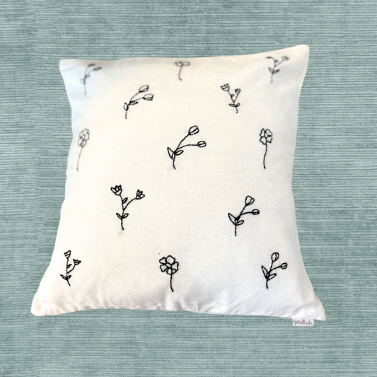 Black and White Flower Cushion Cover - Granmade