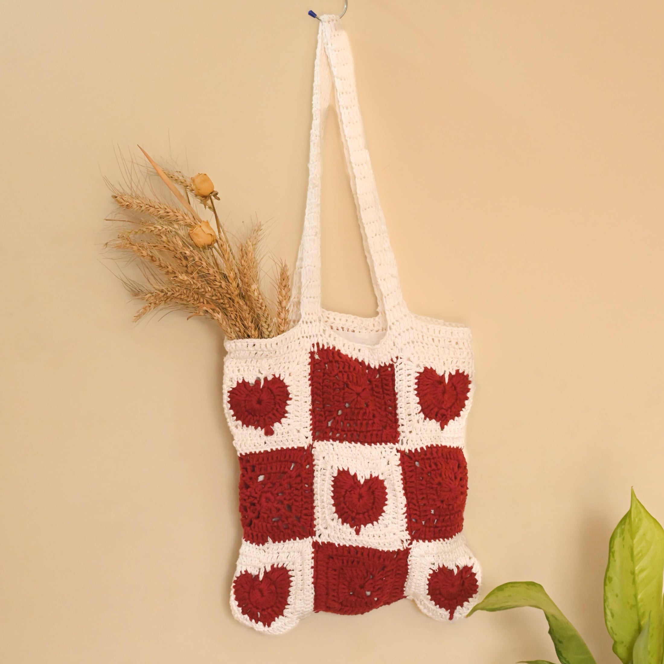 Crochet Heart Tote Bag - Granmade