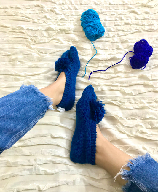 Blue Hand-knit Socks - Granmade