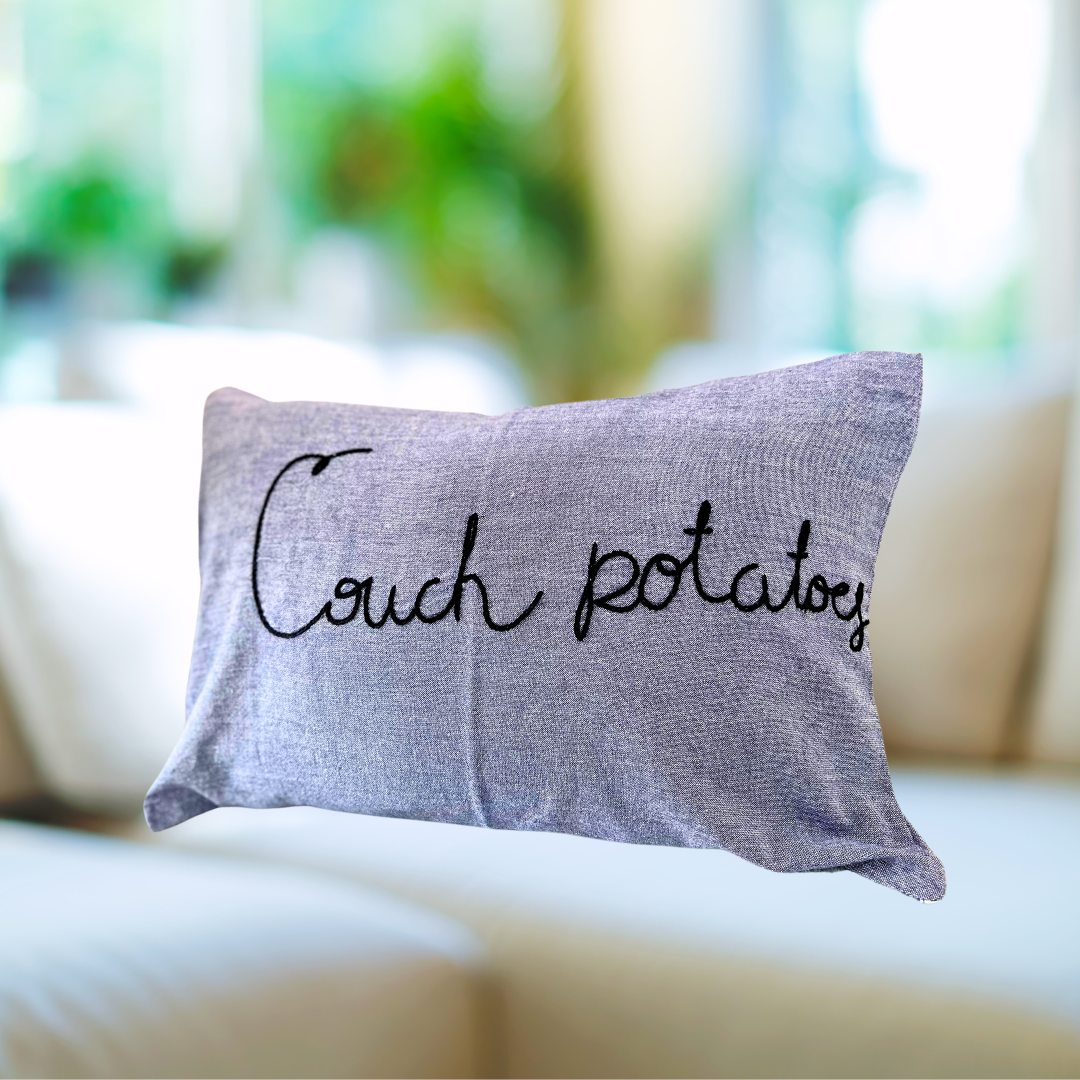 Couch Potatoes Hand embroidered Cushion Cover - Granmade