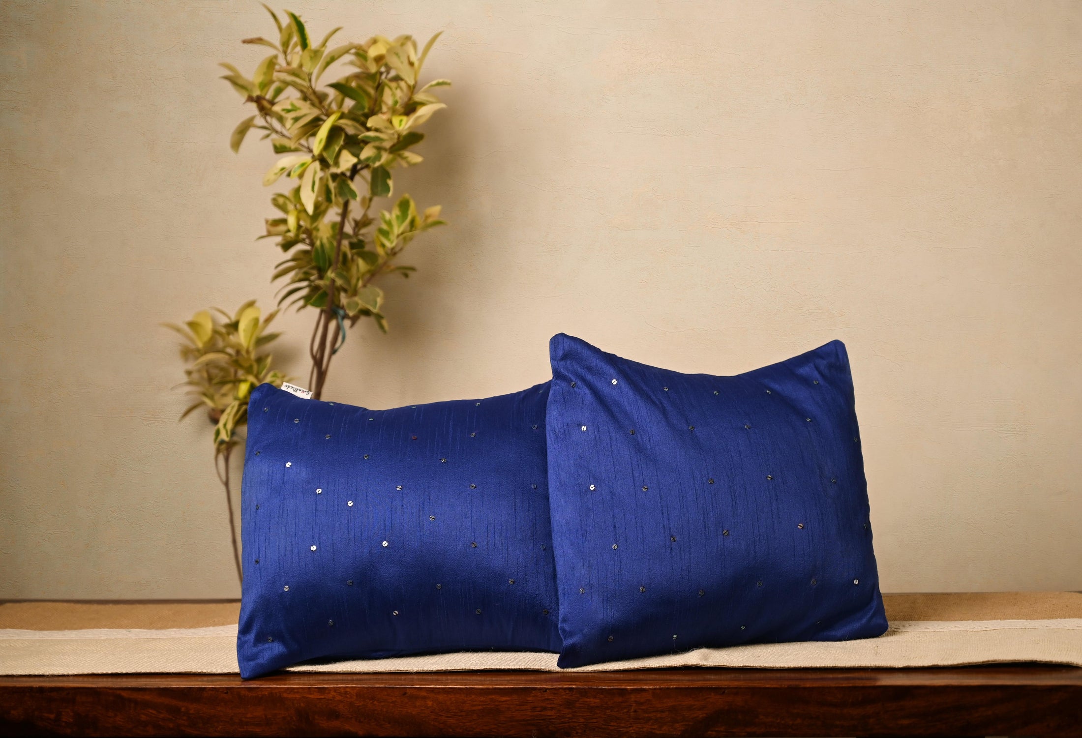 Royal Blue Cotton Silk 12x12 Cushion Cover - Granmade