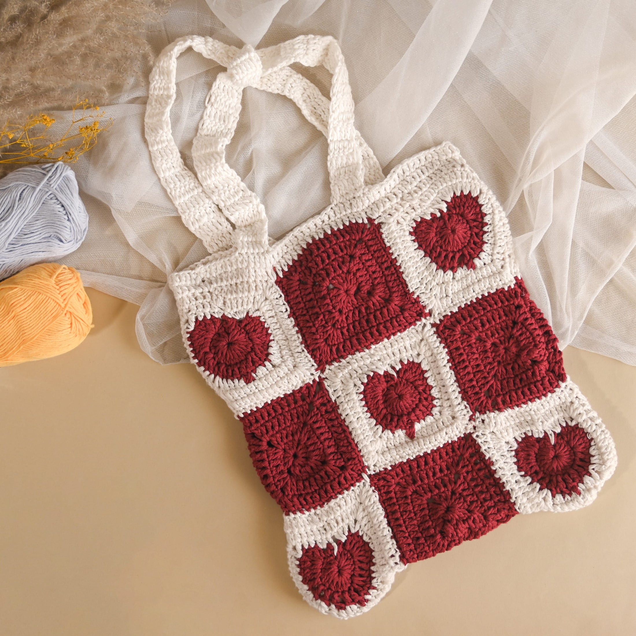 Crochet Heart Tote Bag - Granmade