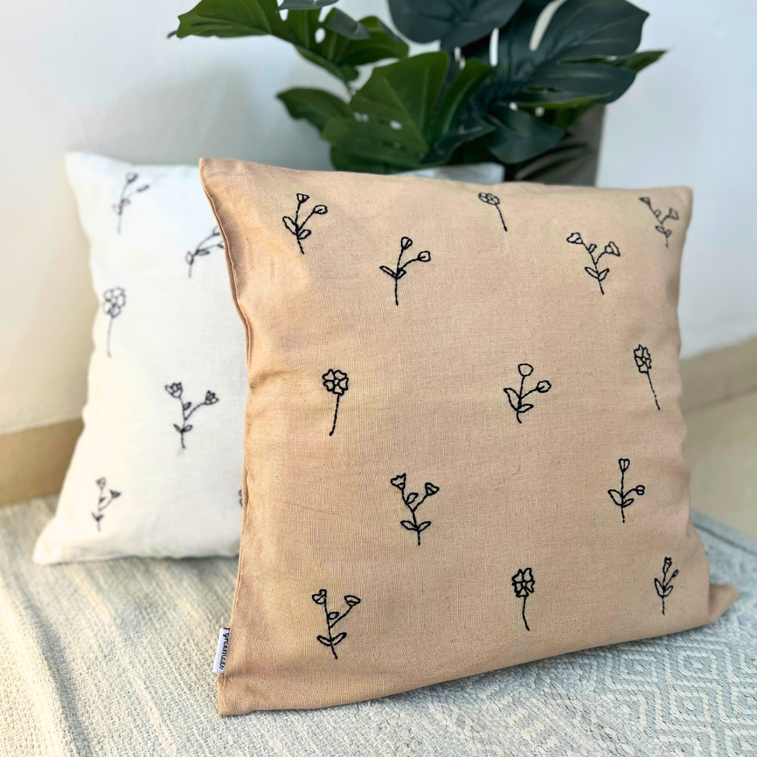 Easy breezy Hand embroidered cushion cover (set of 2) - Granmade