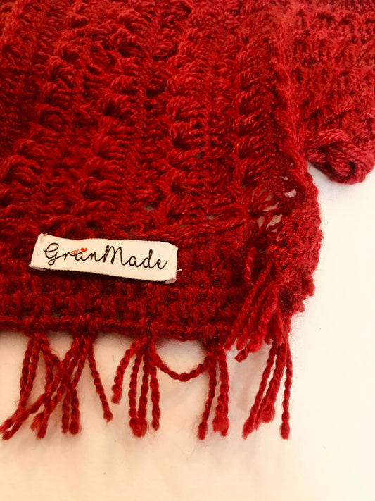 Red U-pin Hand knit Scarf - Granmade