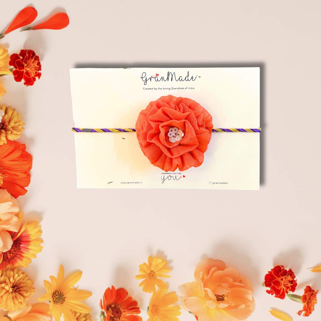 Handmade Orange Canation Rakhi - Granmade