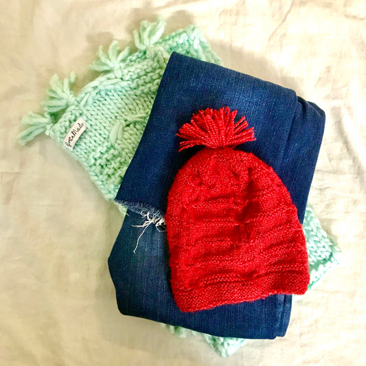 Red Intricate Hand-Knit Beanie - Granmade