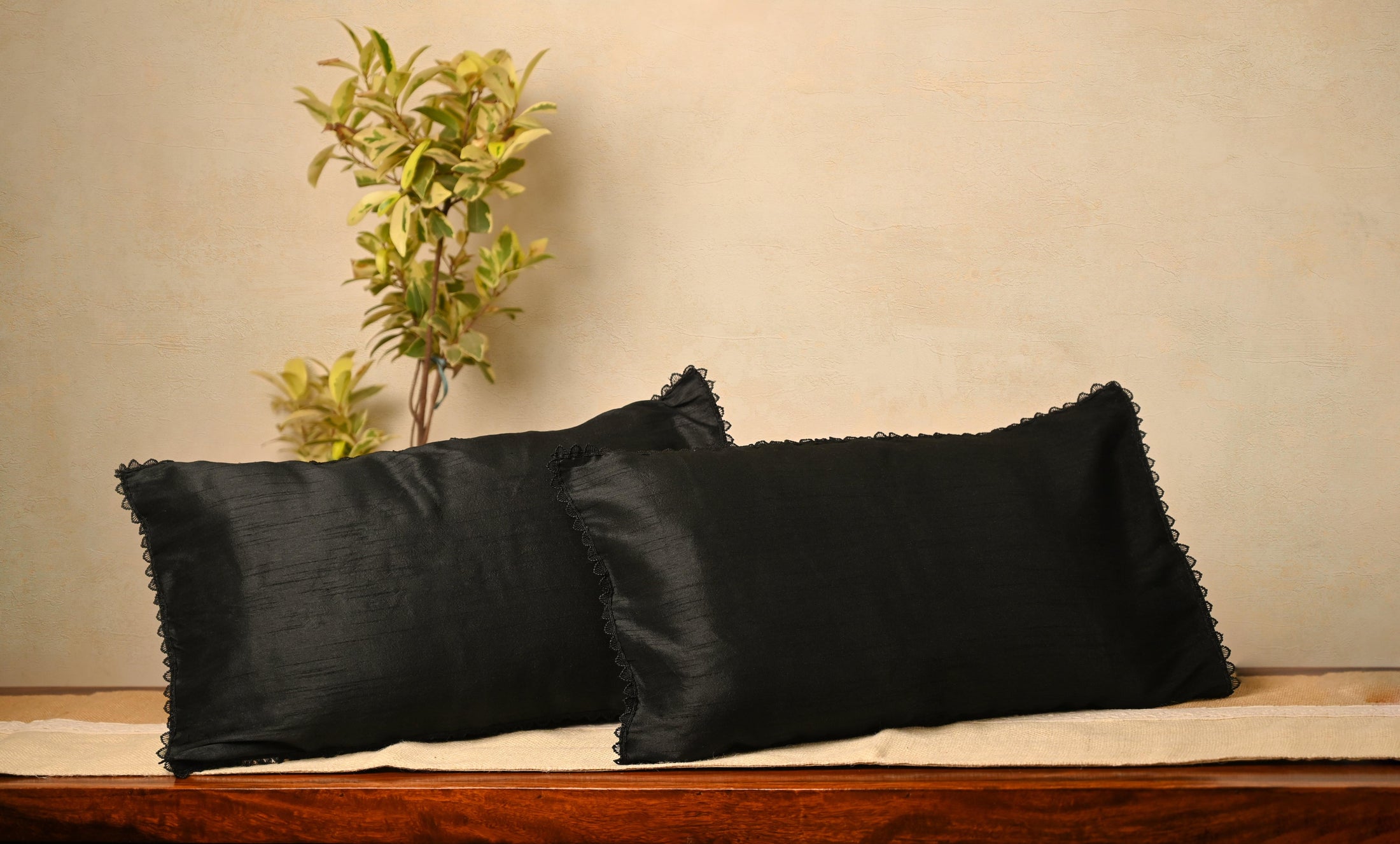 Navy Blue Cotton Silk Rectangle Cushion Cover - Granmade