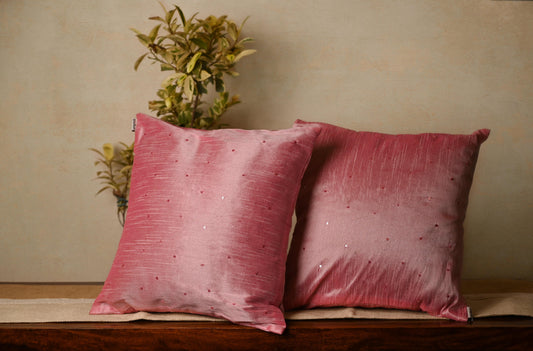 Pink Cotton Silk Cushion Cover - Granmade