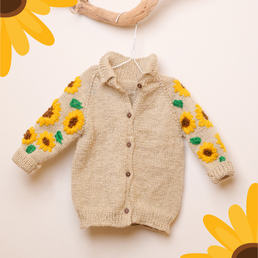 Hand-knit Sunflower Baby Sweater - Granmade