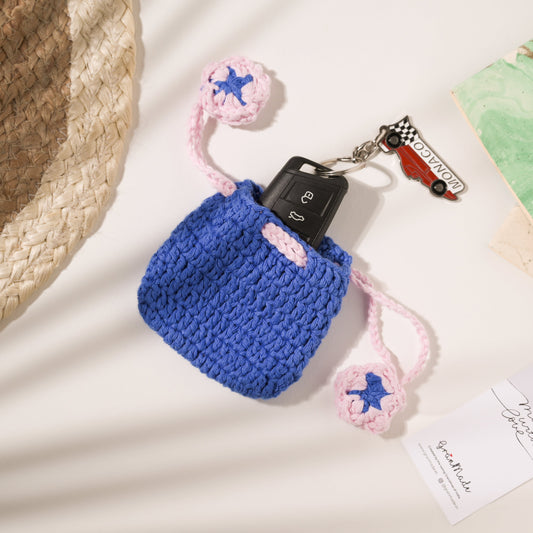 Blue and Pink Crochet Pouch - Granmade