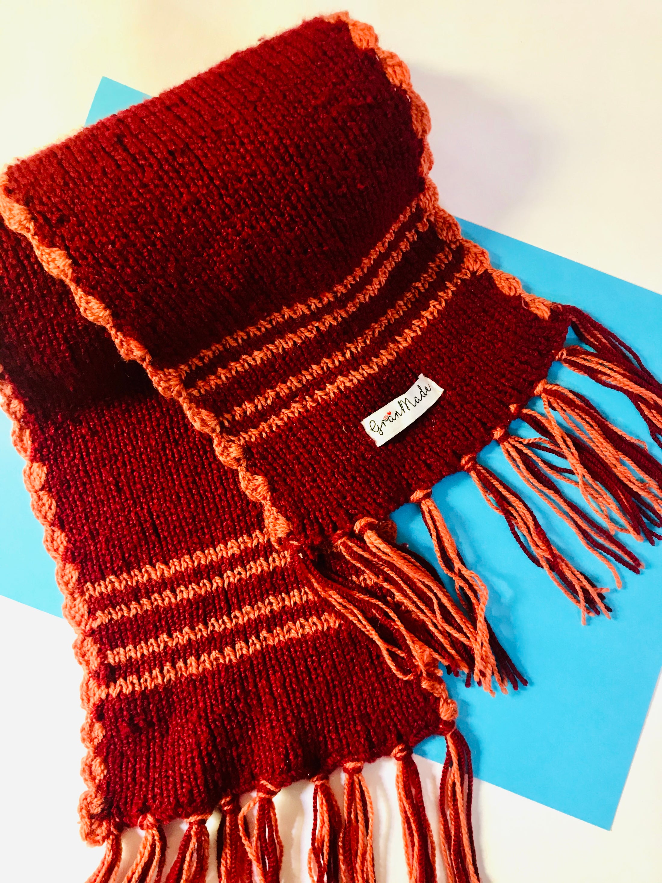 Brown & Beige Hand-knit Scarf - Granmade