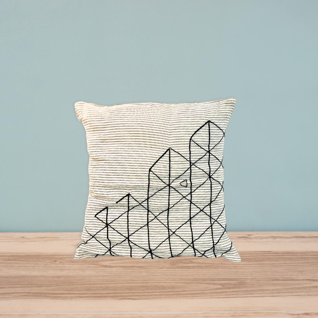 Minimal Hand embroidered cushion cover (set of 2) - Granmade