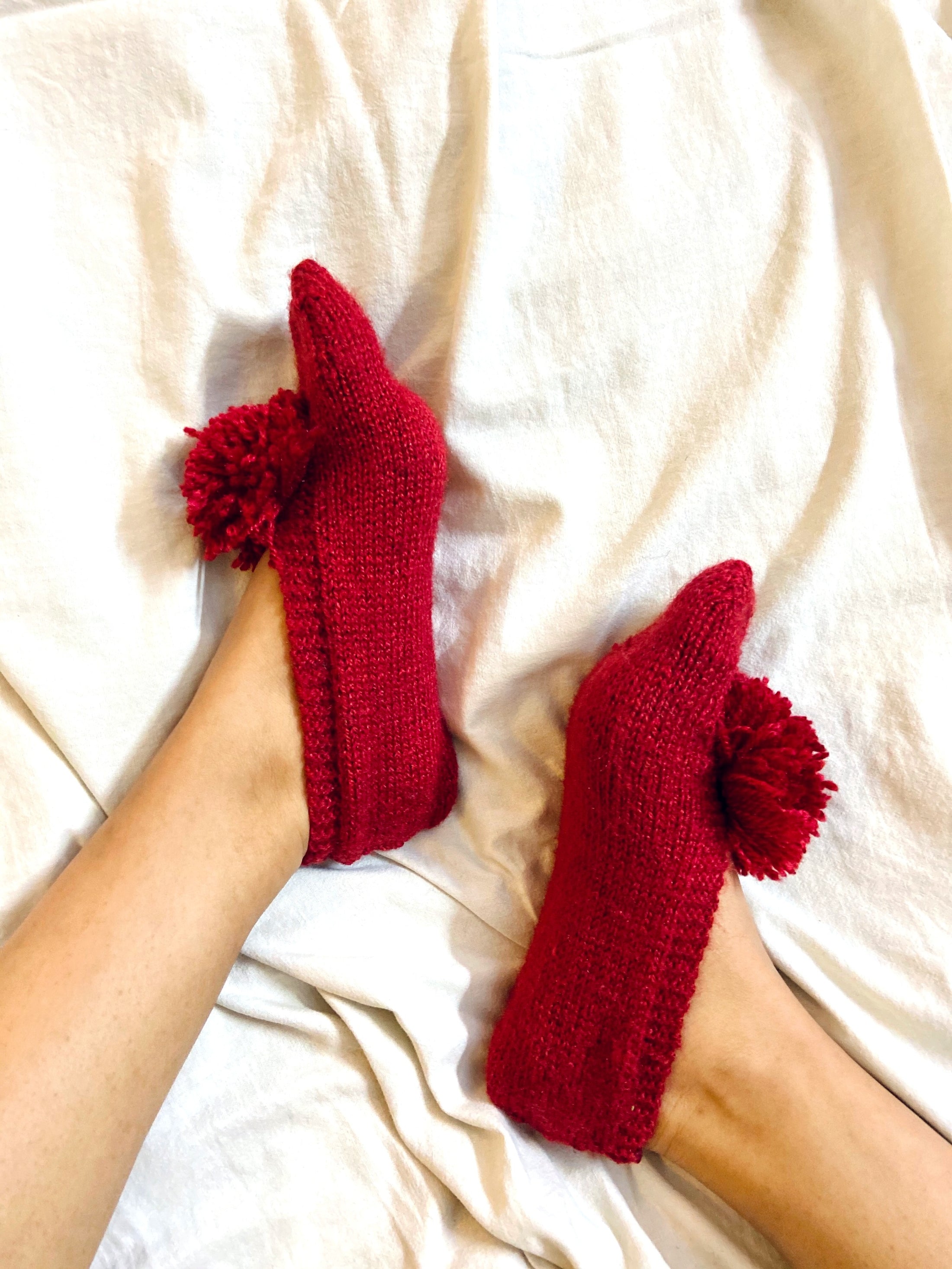 Red Hand-knit Socks - Granmade