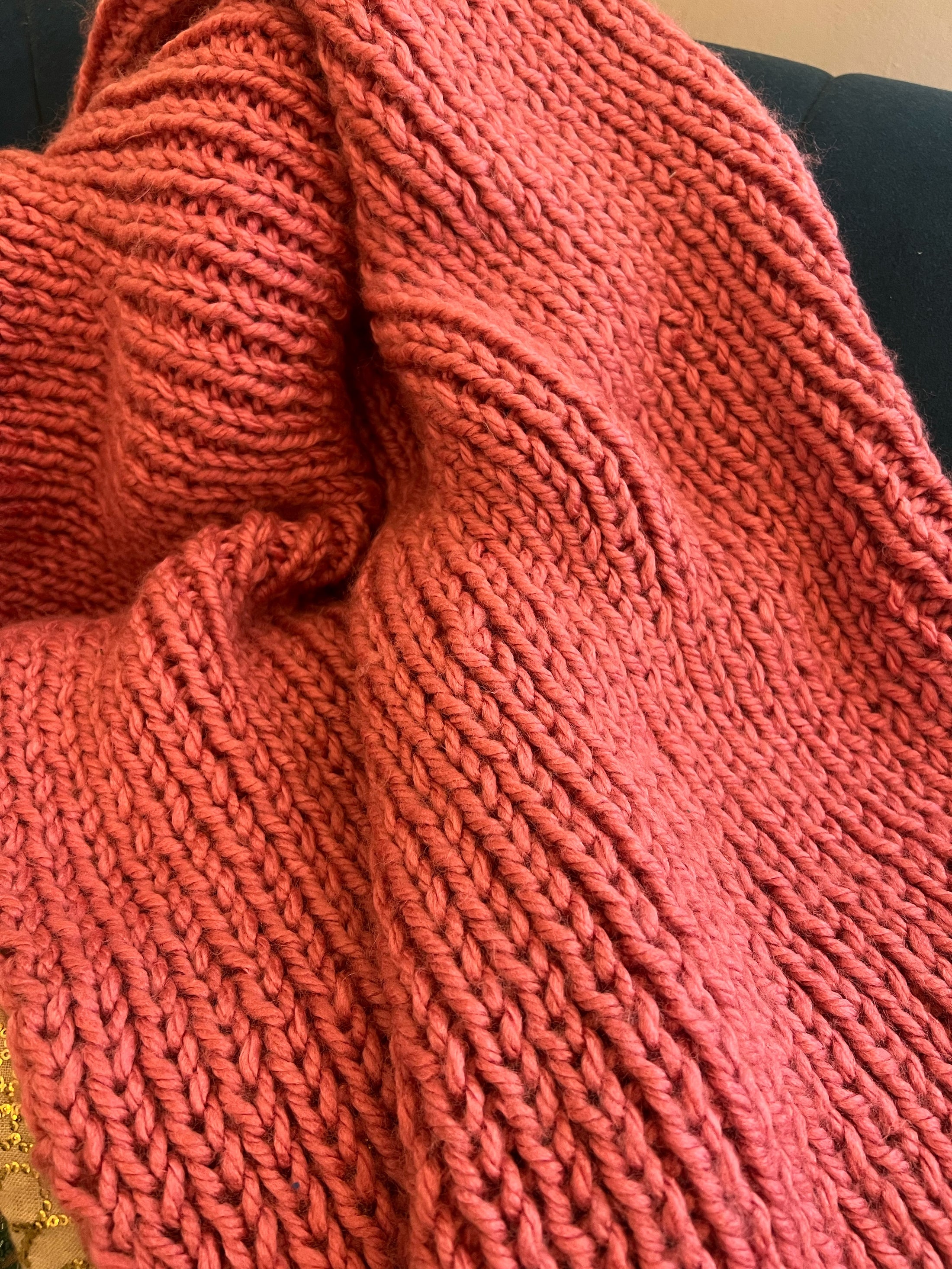 Flamingo Pink Chunky Wool Throw - Granmade