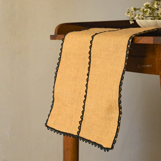 Jute & Black Lace Table Runner - Granmade