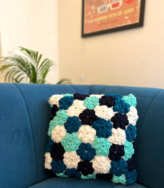 Something Blue Flower Hand-knit Crochet Cushion - Granmade