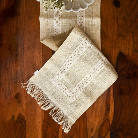 Serene Jute and Lace Table Runner - Granmade