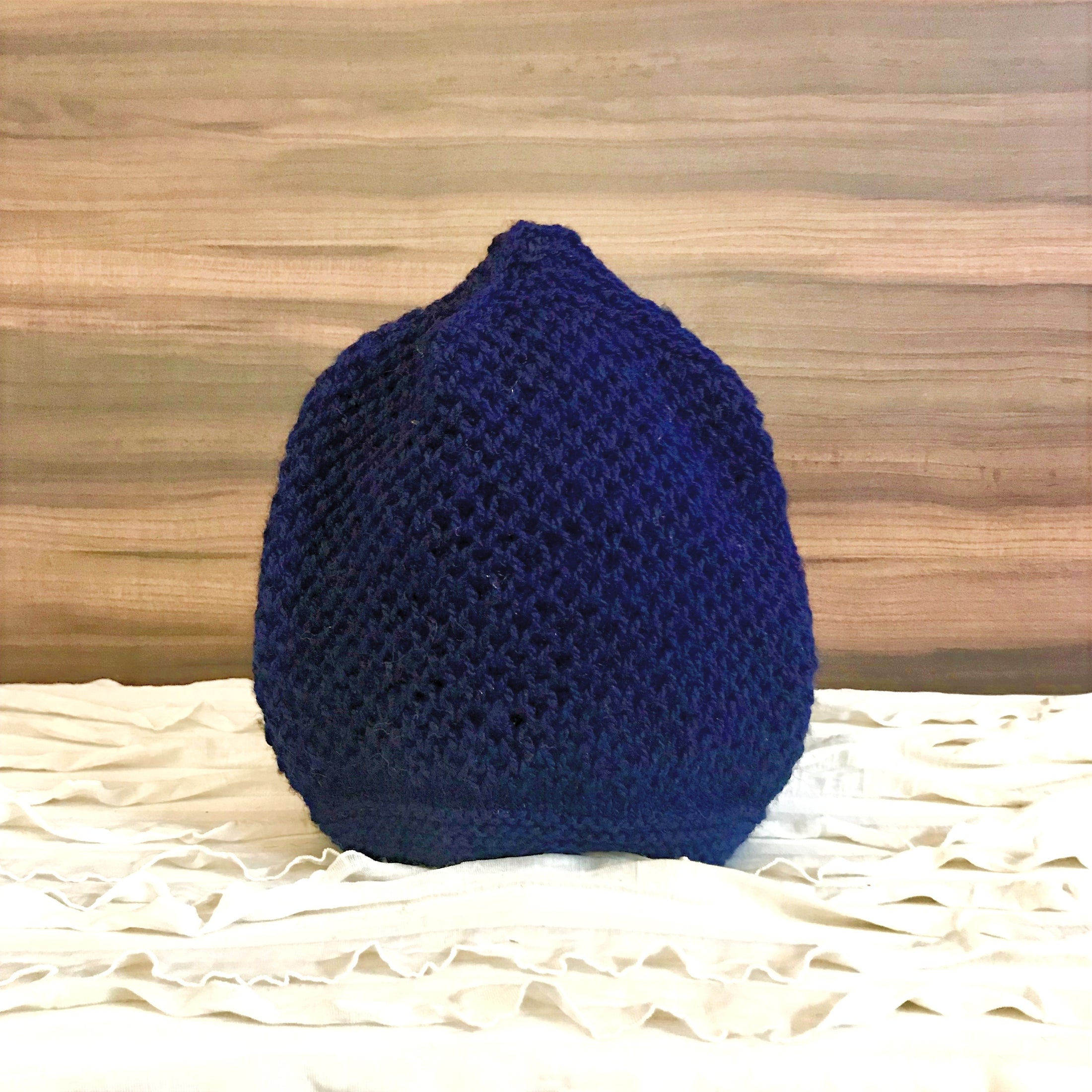 Pink & Navy Blue Honeycomb Hand-knit Beanie - Granmade