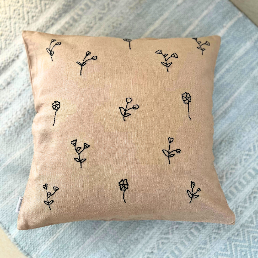 Black and White Flower Cushion Cover - Granmade