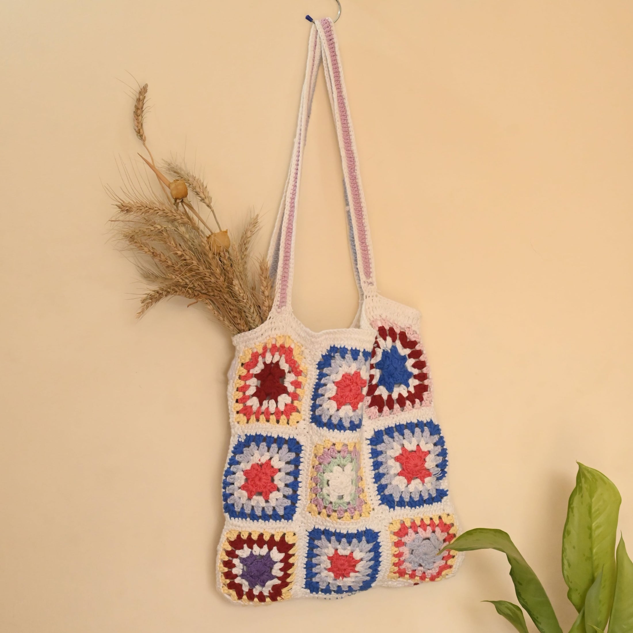 Bright Granny Square Crochet Tote Bag - Granmade