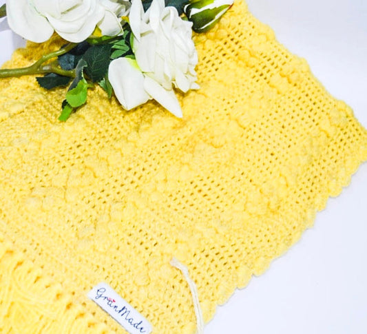 Yellow Hand knit Crochet Shawl - Granmade