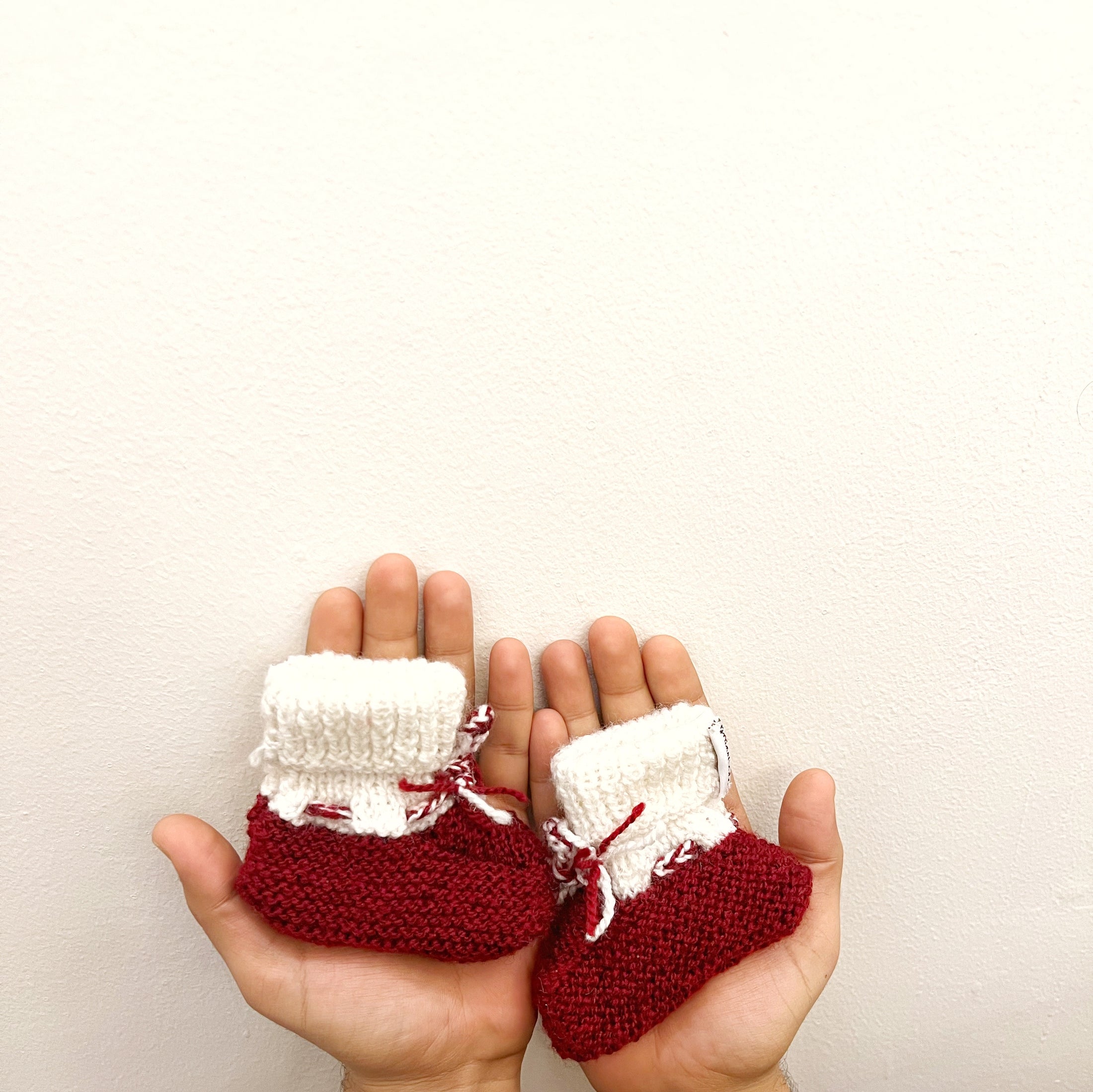 Red & White Baby Booties - Granmade