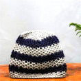 Load image into Gallery viewer, Pink & Navy Blue Honeycomb Hand-knit Beanie - Granmade
