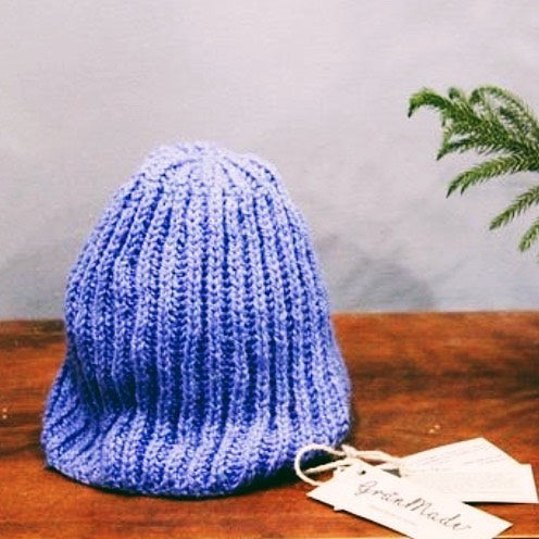 Light Blue Classic Hand-knit Beanie - Granmade