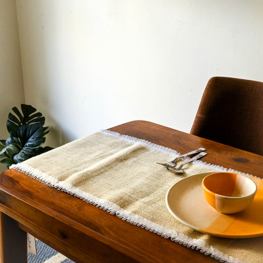 Jute and Organza Lace Table Runner - Granmade