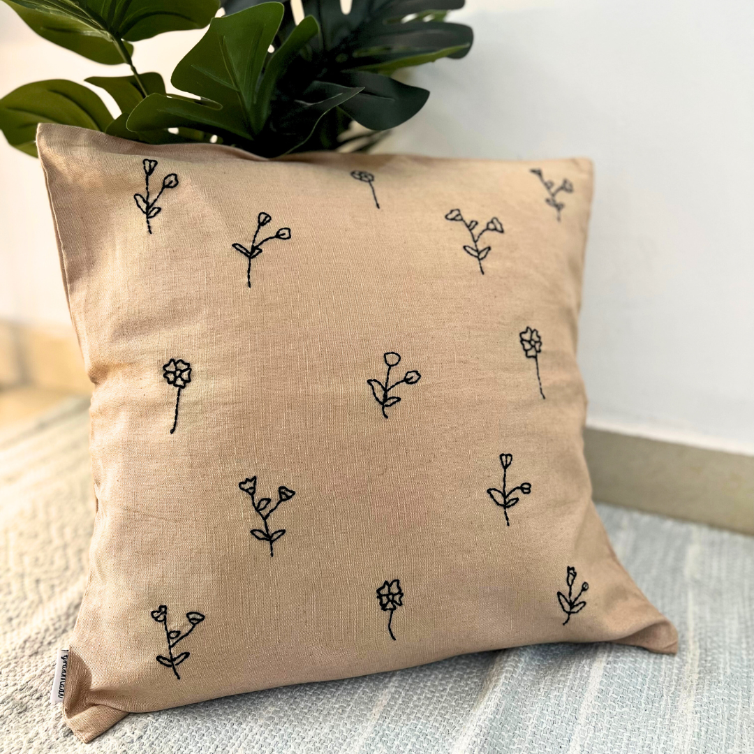 Black and White Flower Cushion Cover - Granmade