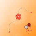 Load image into Gallery viewer, Handmade Orange Windflower Rakhi - Granmade
