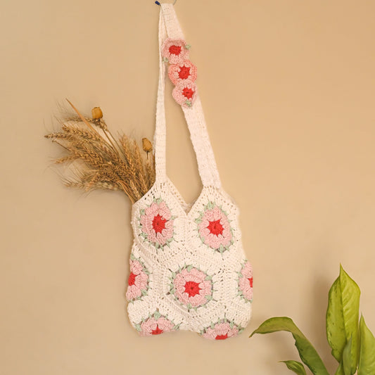 Flowers On My Sleeve Crochet Tote Bag - Granmade