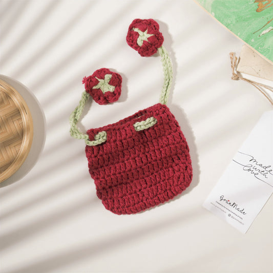 Maroon and Green Crochet Pouch - Granmade