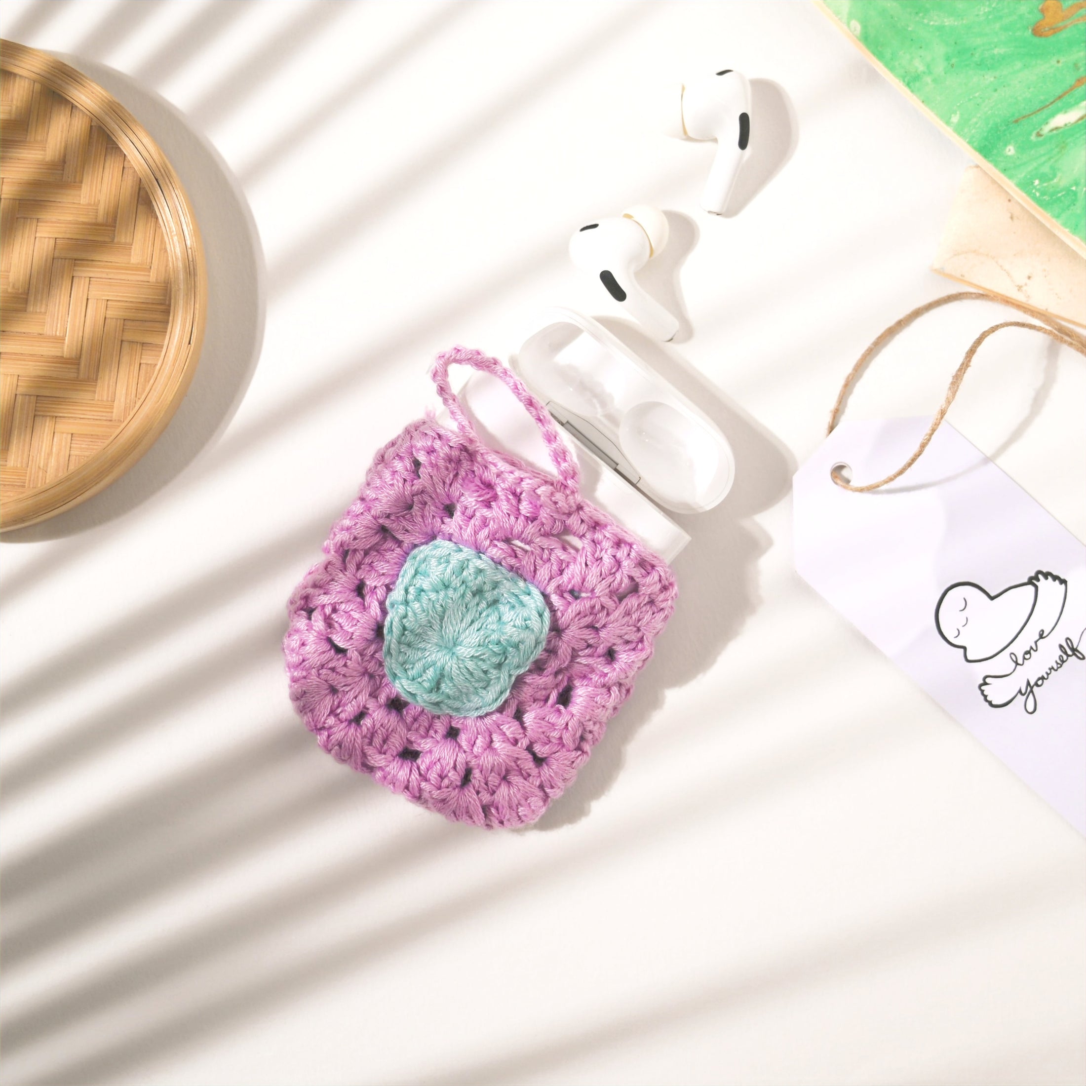 Purple Crochet Teddy Airpod Cover - Granmade