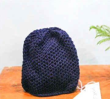 Navy Blue Honeycomb Hand-knit Beanie - Granmade