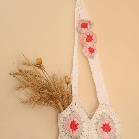 Flowers On My Sleeve Crochet Tote Bag - Granmade