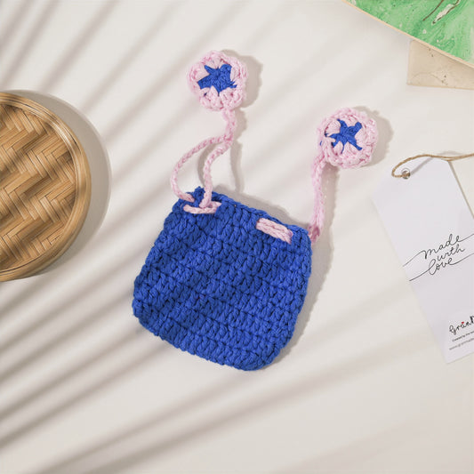 Blue and Pink Crochet Pouch - Granmade