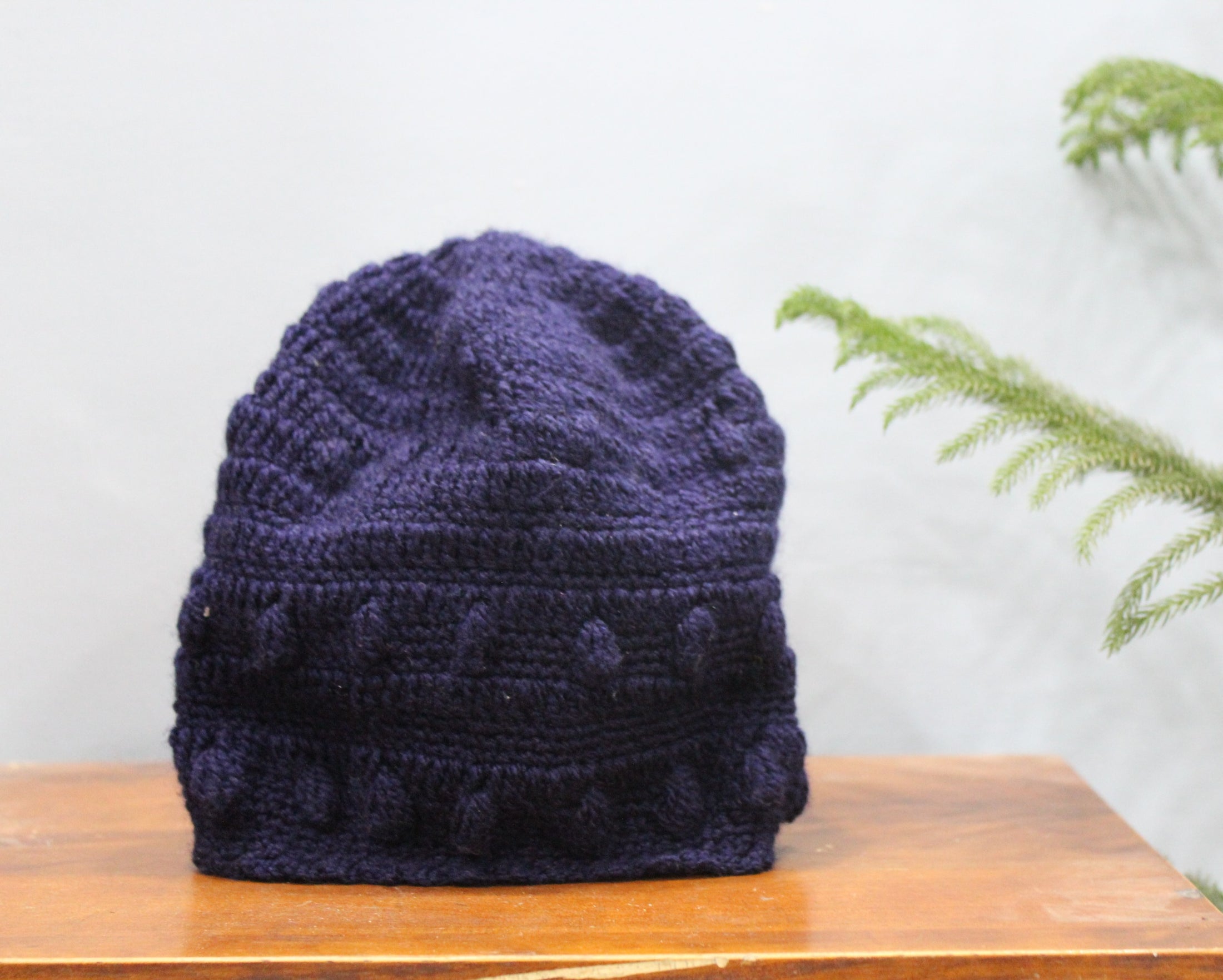 Navy Blue Crochet Hand-knit Beanie - Granmade