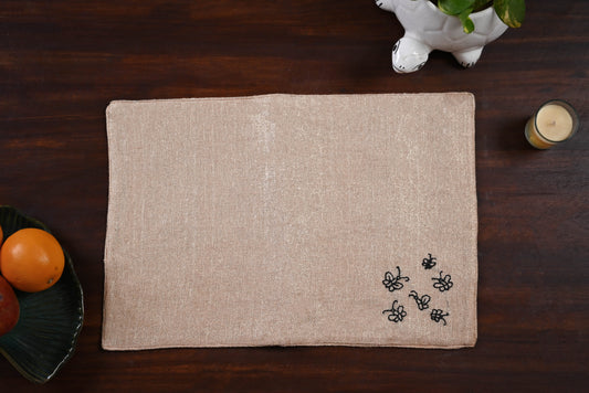 Flower & Bee Gold Jute Table Mats (set of 2) - Granmade