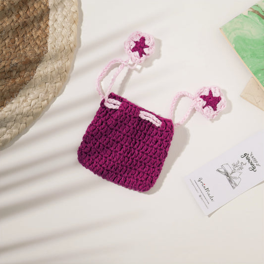 Raspberry and Pink Crochet Pouch - Granmade