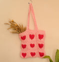 Load image into Gallery viewer, Crochet Pink Heart Tote Bag - Granmade
